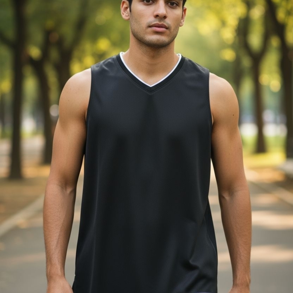 Men's Black Sleeveless Shirt